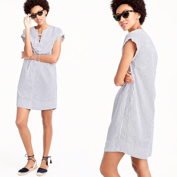 J. Crew Striped Lace Shirtdress - Picture 1 of 5